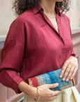 Oxblood Silk Shirt & Liberation Mini Clutch Gift Set – Bold & Timeless Bundle