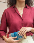 Oxblood Silk Shirt & Liberation Mini Clutch Gift Set – Bold & Timeless Bundle
