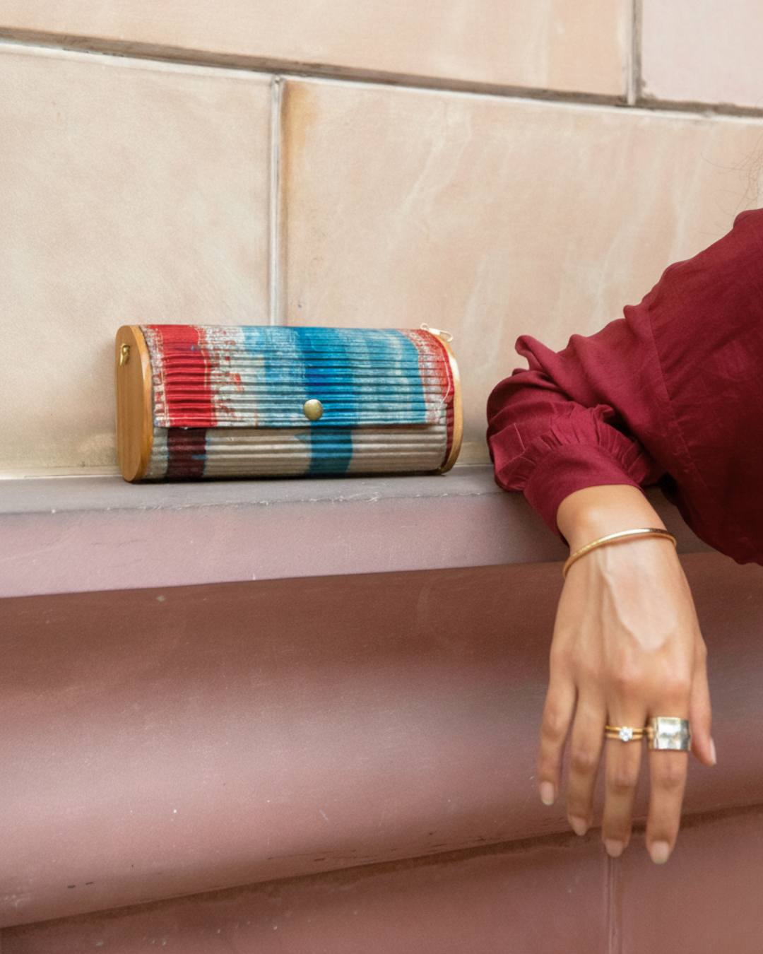 Oxblood Silk Shirt & Liberation Mini Clutch Gift Set – Bold & Timeless Bundle