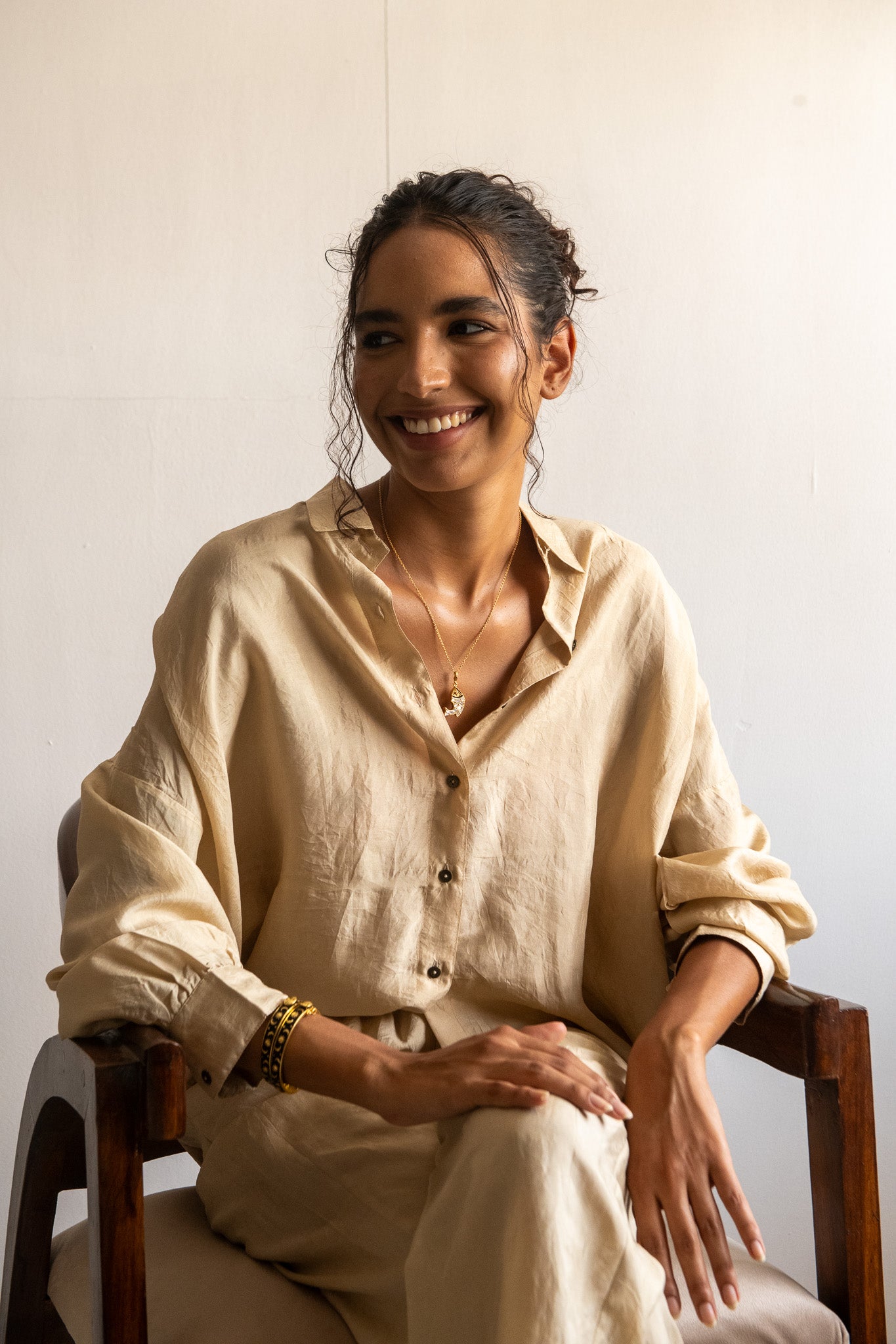 Coastal Breeze Silk Shirt - Ivory