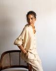 Ivory Silk Shirt & Contrast Clutch Set – Minimal Luxe Bundle