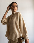Ivory Silk Shirt & Contrast Clutch Set – Minimal Luxe Bundle