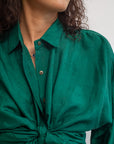 Coastal Breeze Silk Shirt - Forest Green