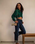 Coastal Breeze Silk Shirt - Forest Green