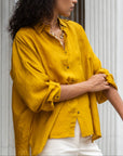 Coastal Breeze Silk Shirt - Ochre