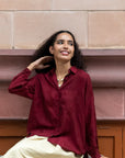 Coastal Breeze Silk Shirt - Oxblood