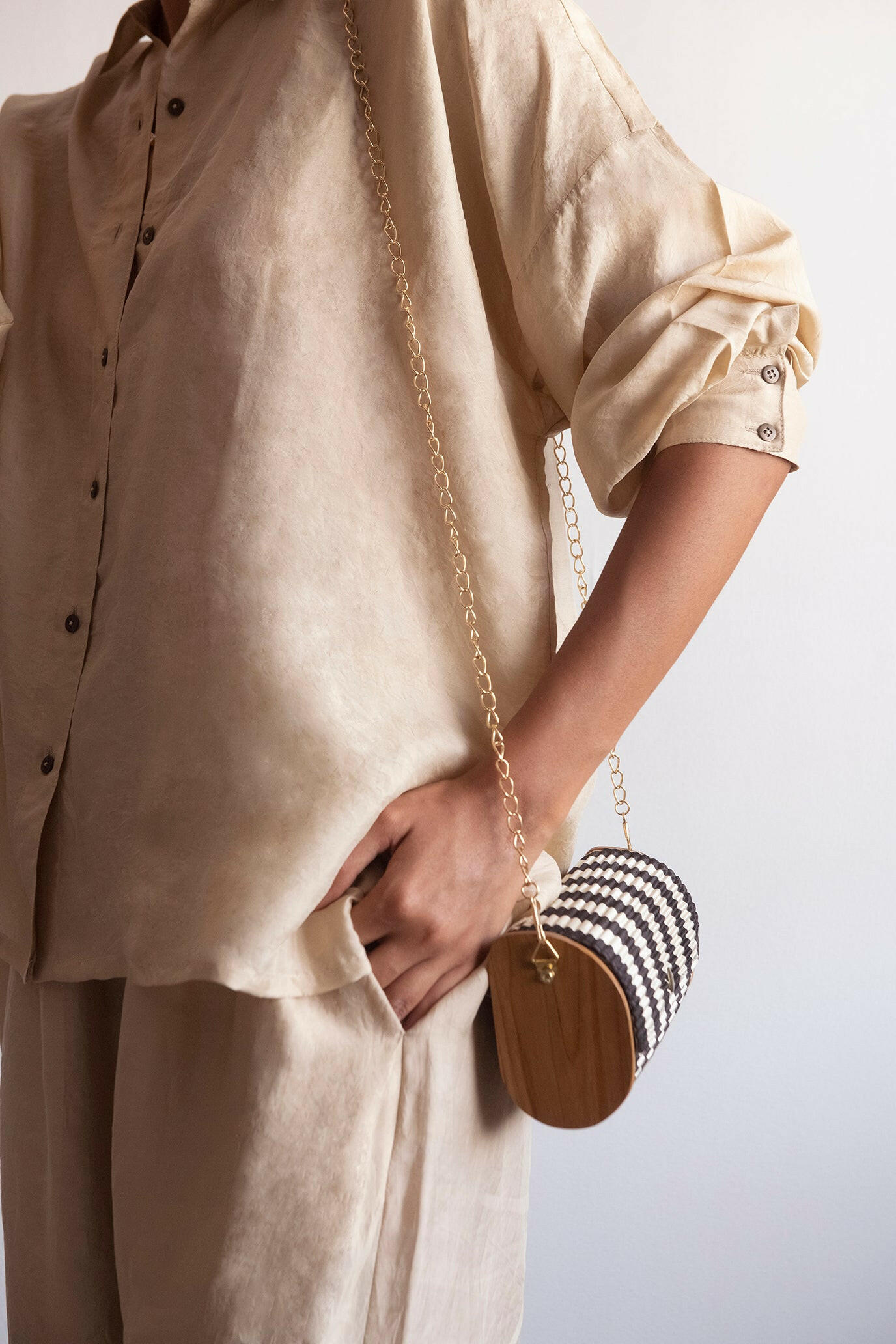 Upcycled Silk Contrast Clutch