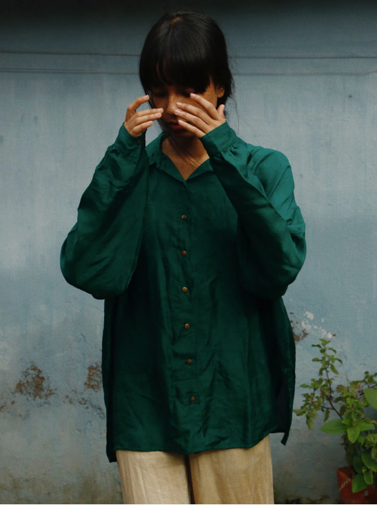 Coastal Breeze Silk Shirt - Forest Green